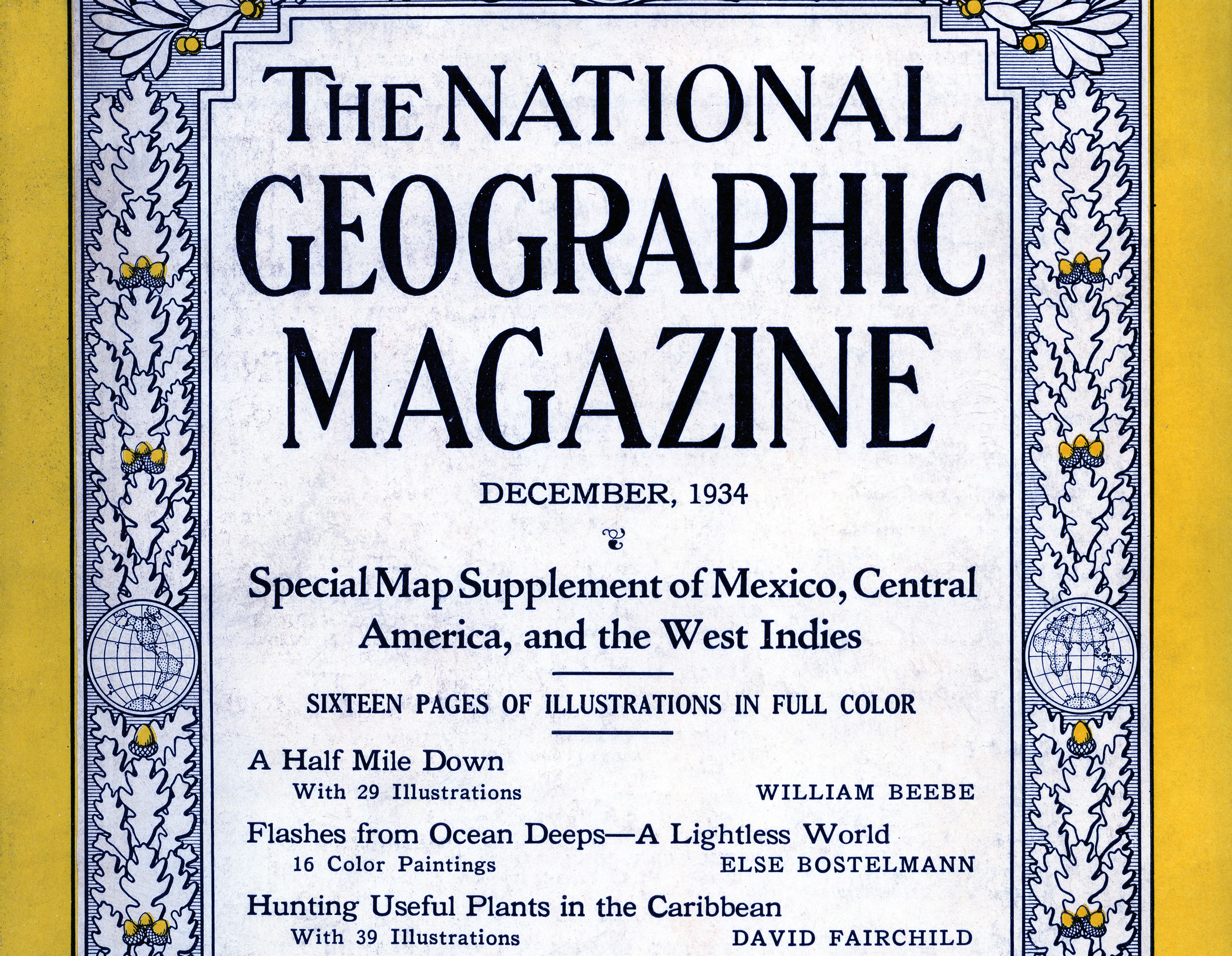Portion of cover of National Geographic Magazine, December 1934.