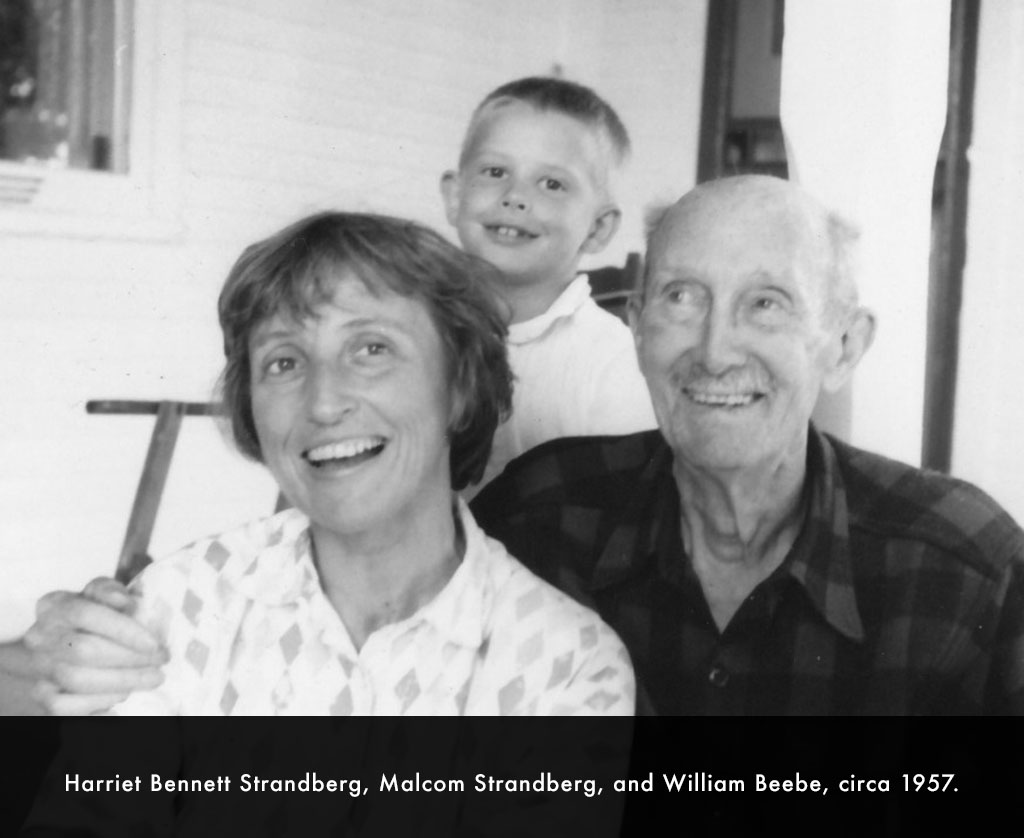Harriet Bennett Strandberg, Malcom Strandberg, and William Beebe, circa 1957.